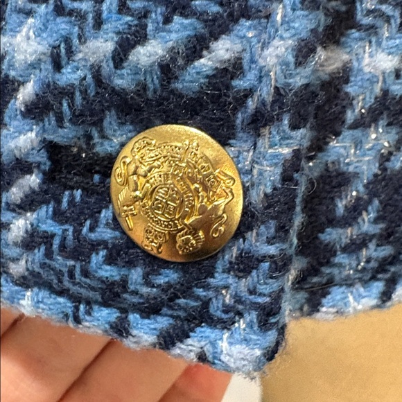 J Crew sz 4 blue tweed jacket with gold buttons - Picture 3 of 8
